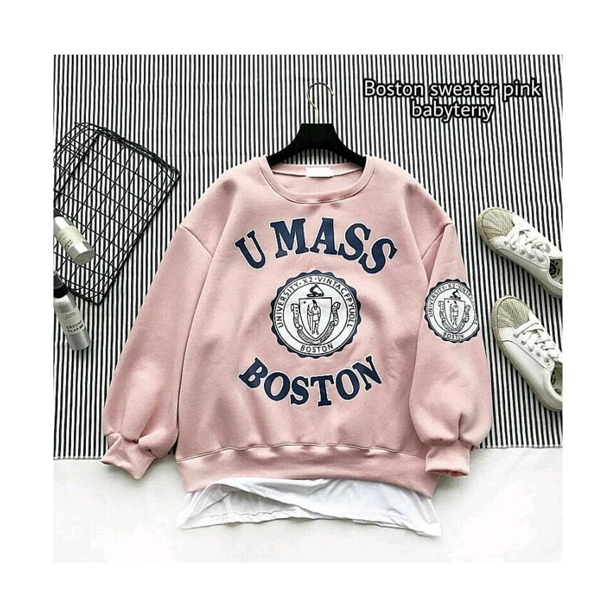 OEM Boston Sweater Babyterry Jaket Hoodie Hangat Pakaian Wanita Muslim Modern Fashion Atasan Cewek Hijab Muslimah