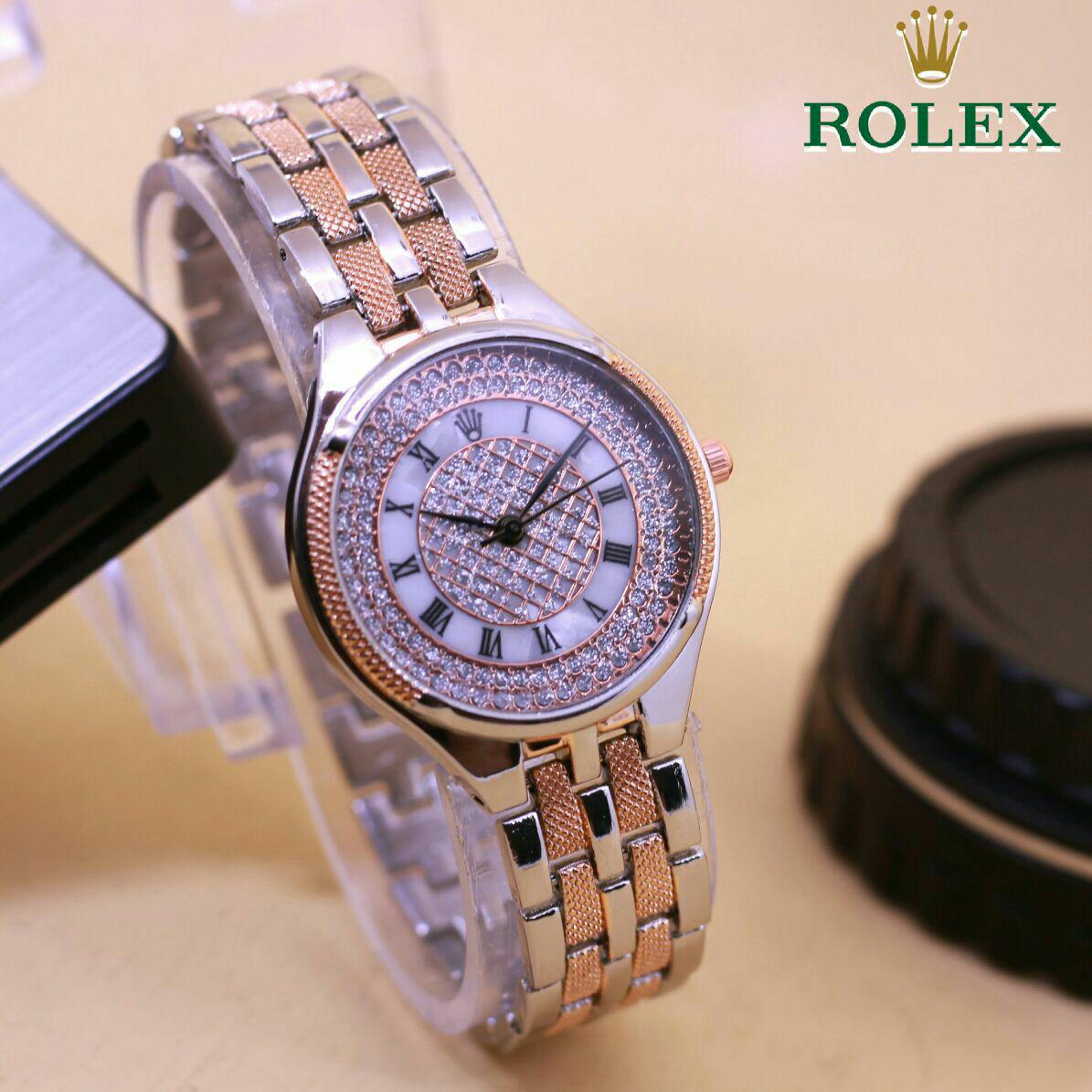 Jam tangan wanita fashion Rolex romawi t rantai elegan mewah