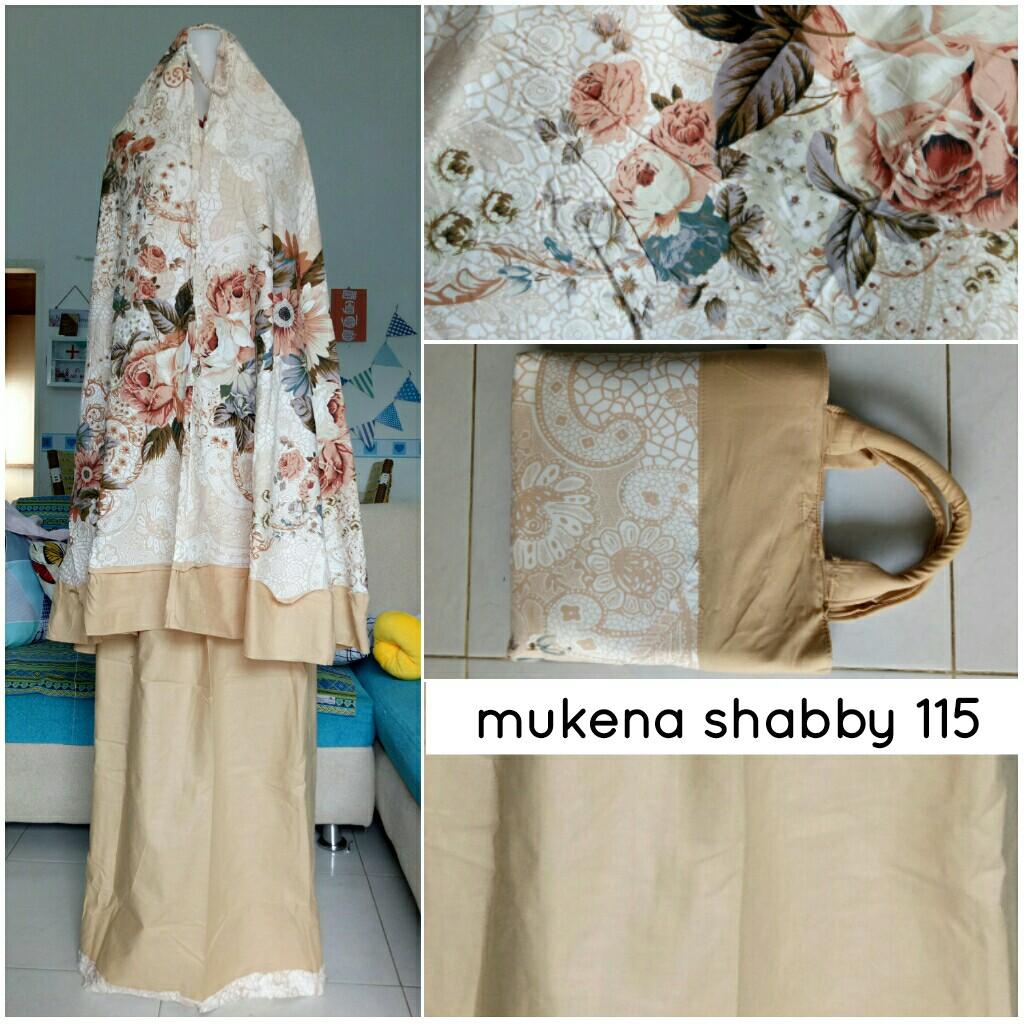 STELAN MUKENA KATUN JEPANG MURAH SHABBY MOTIF BUNGA WARNA CREAM PLUS TAS (SHABBY 115)