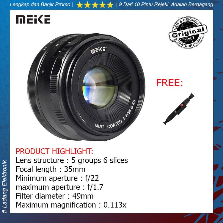 Meike 35mm F1.7 Lensa Kamera for Mirrorless Sony E-Mount ( Free Lenspen Pembersih Lensa ) / Garansi Resmi 1 Tahun- Hitam