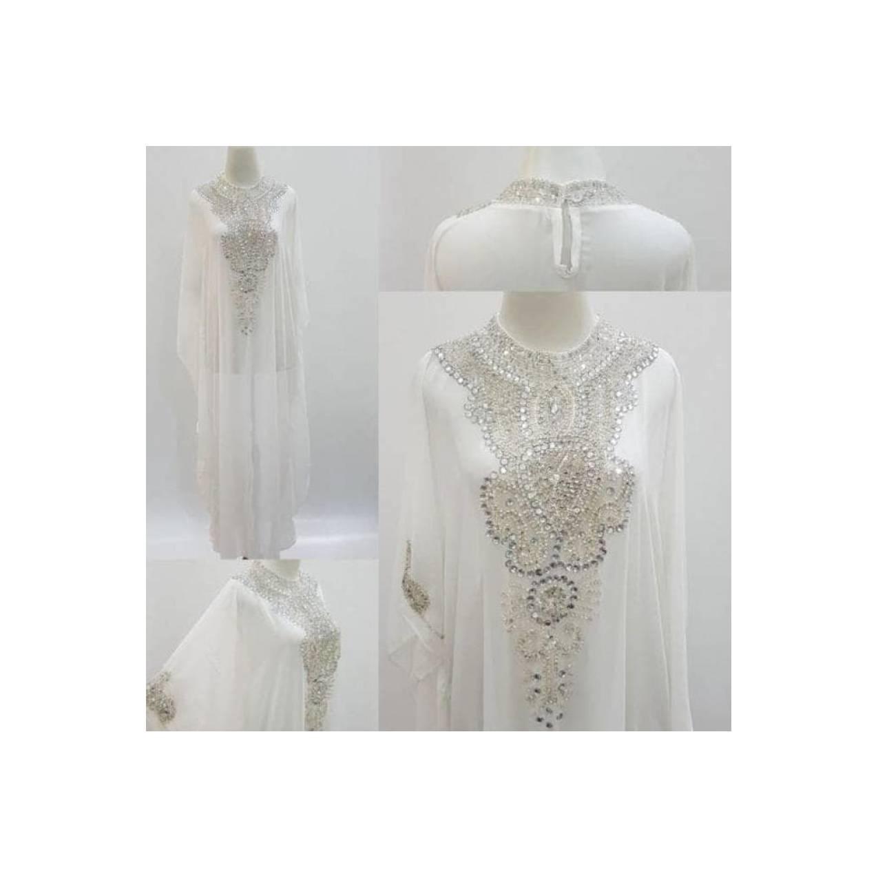 Jual Kaftan gamis dress dubai putih bw