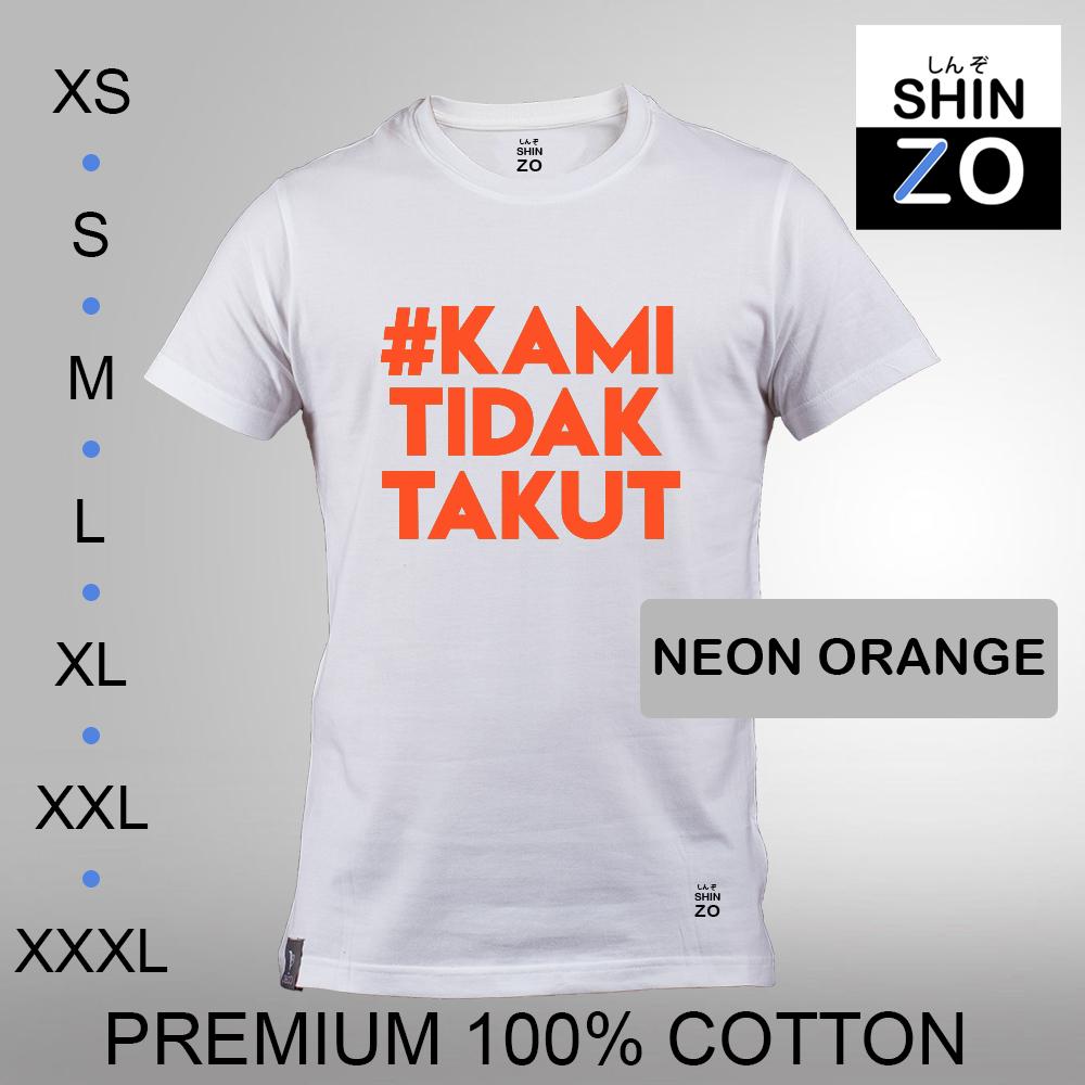 Shinzo Design - Kaos Oblong Distro T Shirt Tee Casual Fashion Atasan Cloth Anime Custom - Premium Cotton Combed 30s Ring Spun Export Quality - Pria - Surabaya Tagar Kami Tidak Takut Teroris - White Putih