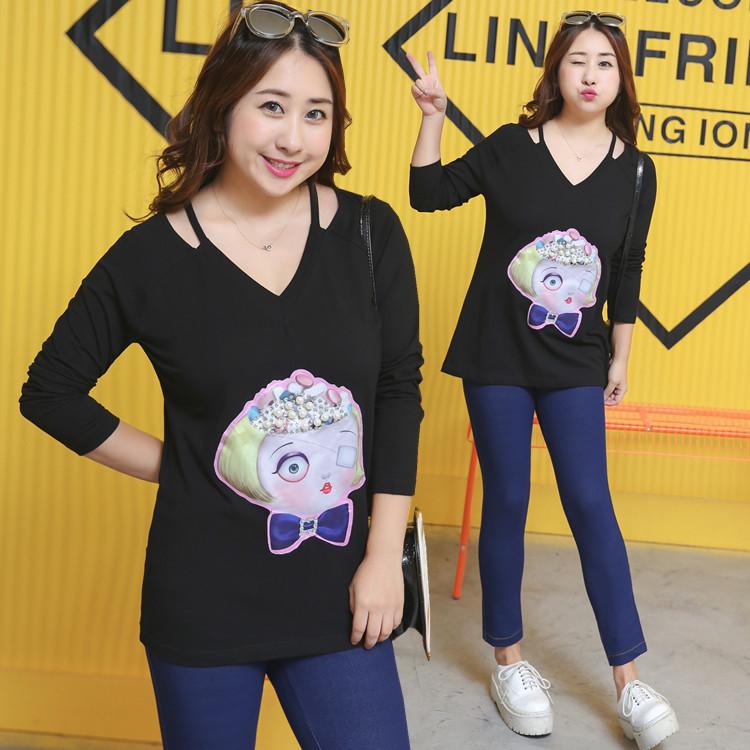 MM Kaos Orang Gemuk Baru Baju Dalaman Perempuan Longgar (Hitam)