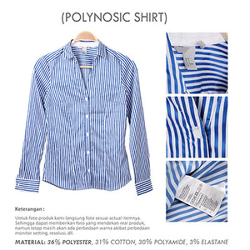BIG SALE!!! HM Office Stripe Shirt Branded | Kemeja Kantor Wanita Lengan Panjang