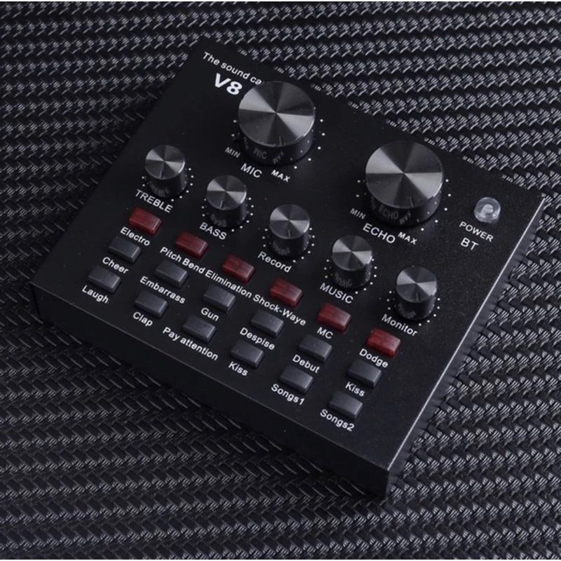 SoundCard V8 Singing Live Mixer Bluetooth Weireless Audio USB External Soundcard / AB ACC Harga  72,000 rupiah*Gratis Ongkir