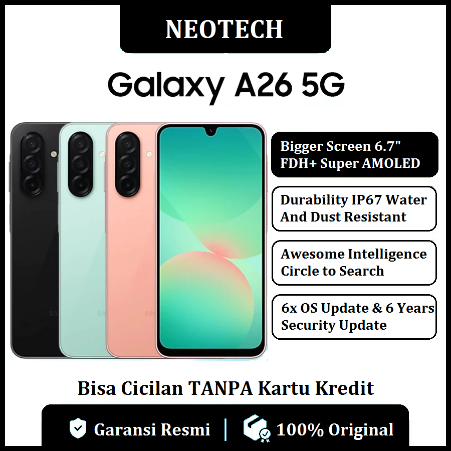 Samsung Galaxy A26 5G (8GB/256GB) - Bisa Cicilan Tanpa Kartu Kredit - Garansi Resmi - HP Murah ( Kredivo, Laz Pay Later, Bisa COD, OVO, Original ) Harga  3,726,000 Ringgit*Penghantaran Percuma