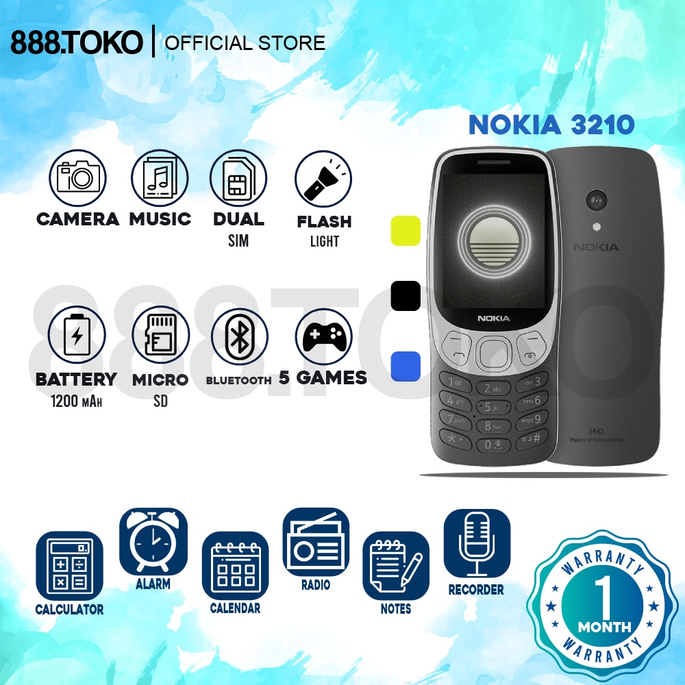 Hp Nokia 3210 Memiliki 3 Warna Bagus Dan Menarik Harga  264,500 Ringgit*Penghantaran Percuma