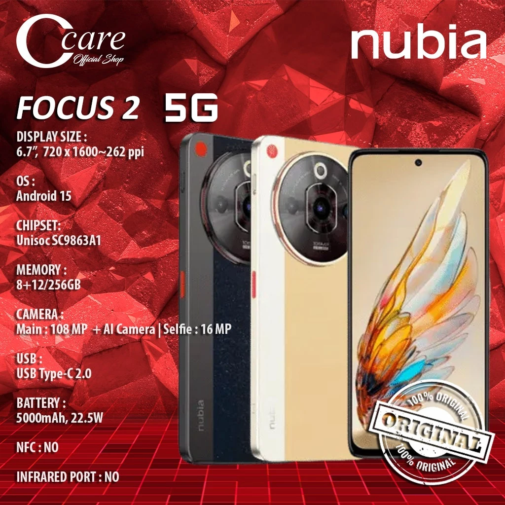ZTE NUBIA FOCUS 2 5G RAM 8/256GB (GARANSI RESMI) Harga 2,390,000 rupiah*Gratis Ongkir