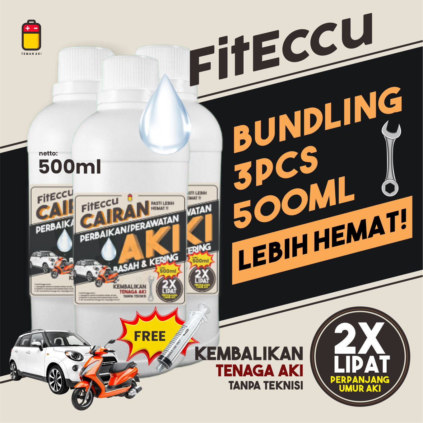 [3Pcs] Fiteccu Wet & Dry Battery Maintenance Repair Fluid - Extends Battery Life Harga 178,200 rupiah*Gratis Ongkir