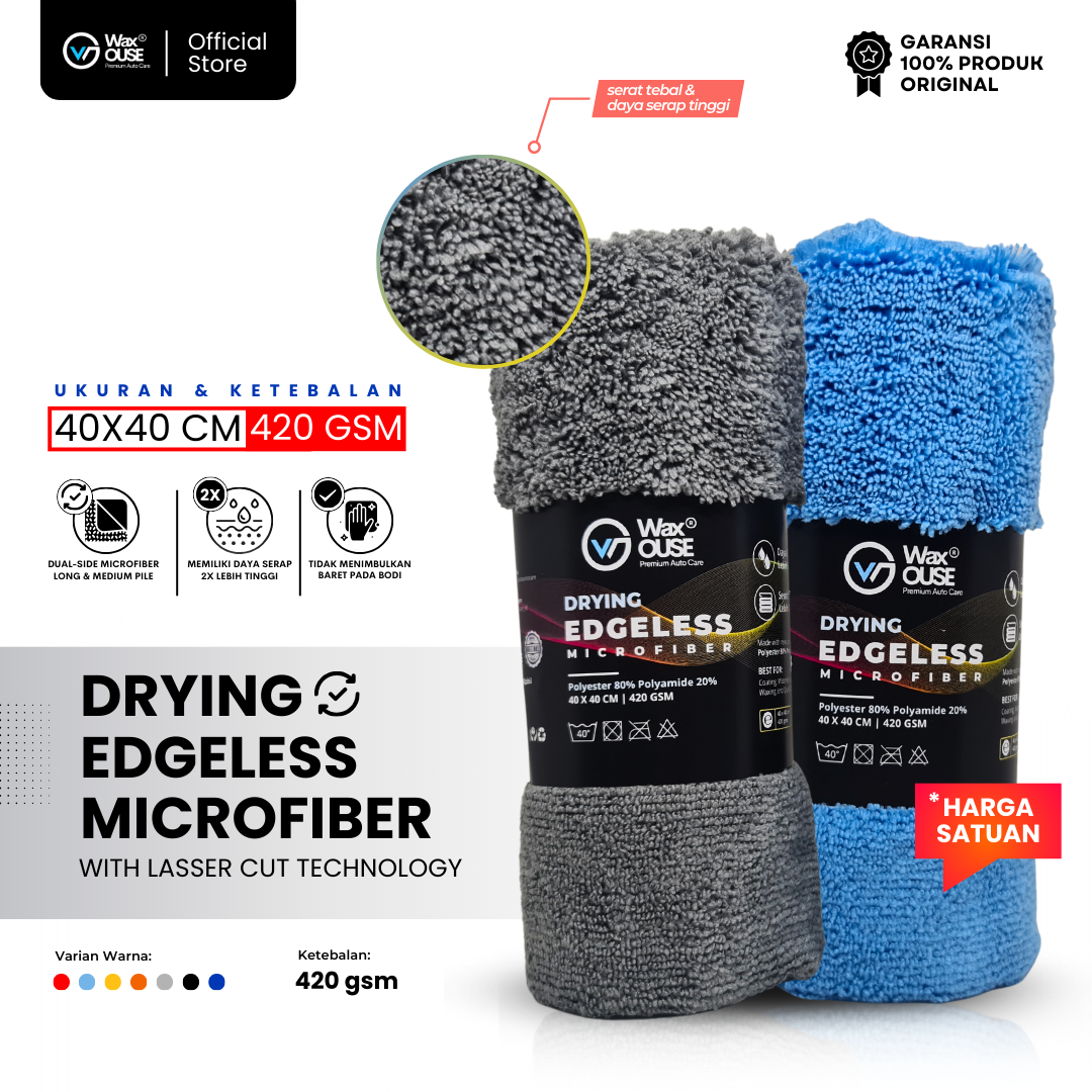 Drying edgeless microfiber waxouse lap drying microfiber, microfiber car vehicle dryer motor Harga 29,990 rupiah*Gratis Ongkir