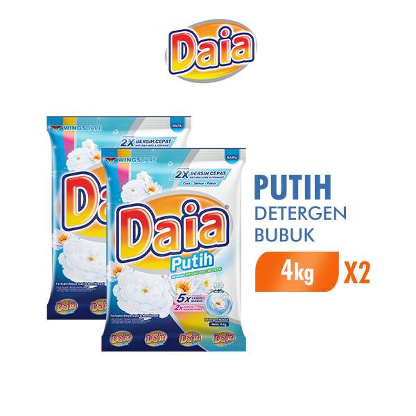[Paket isi 2] Daia Detergen Bubuk Putih 4kg Harga 98,800 rupiah*Gratis Ongkir