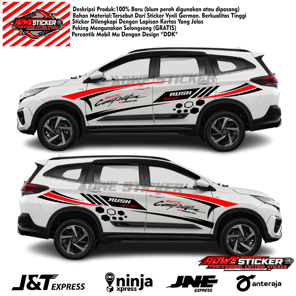 All new rush lis vasriasi all new terios cool minimalist car cutting sticker Harga 140,000 rupiah*Gratis Ongkir