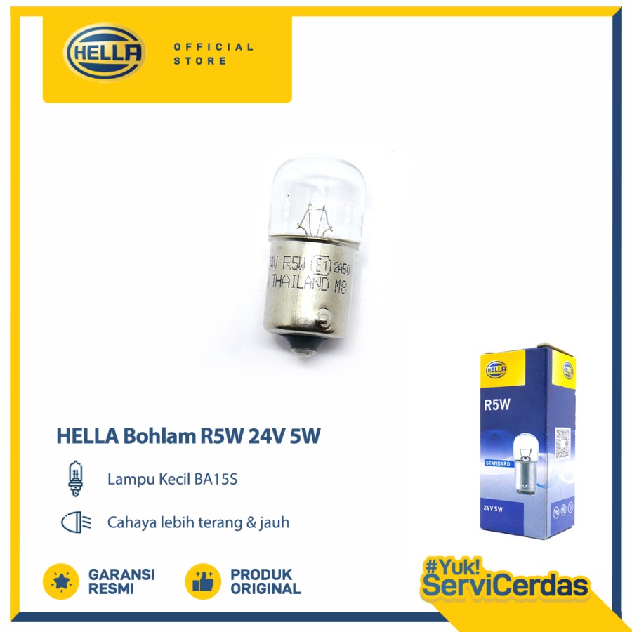 Lampu Sein Mobil HELLA R5W 24V 5W BA15S K1 - Bohlam Mobil Harga 61,620 Ringgit*Penghantaran Percuma