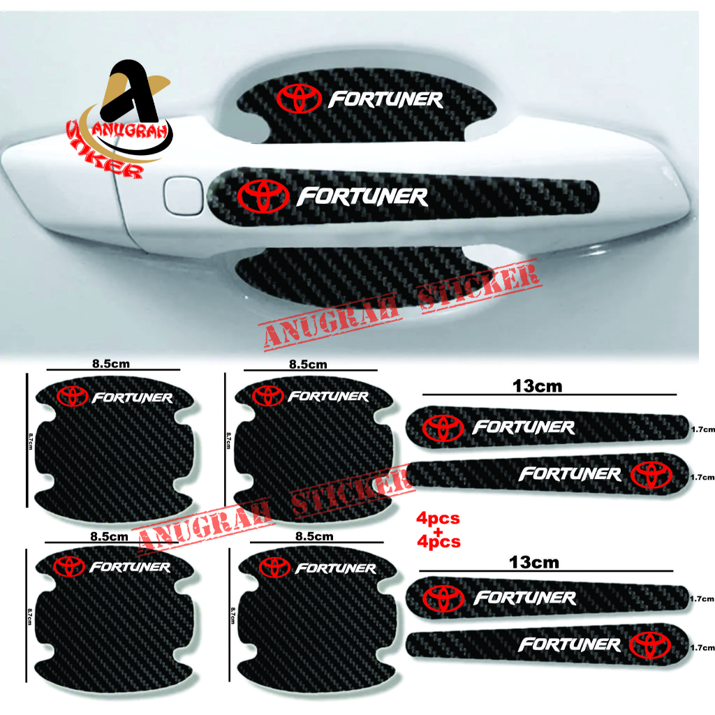 8pcs Stiker karbon Handle mobil Anti Gores Pelindung Pintu Carbon mobil toyota fortuner Harga 15,000 rupiah*Gratis Ongkir