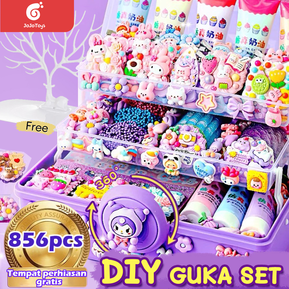 Jojotoy (free hadiah) 1004PCs DIY Guka key chain set acrylic DIY keychain set sticker card Luca box Gu…