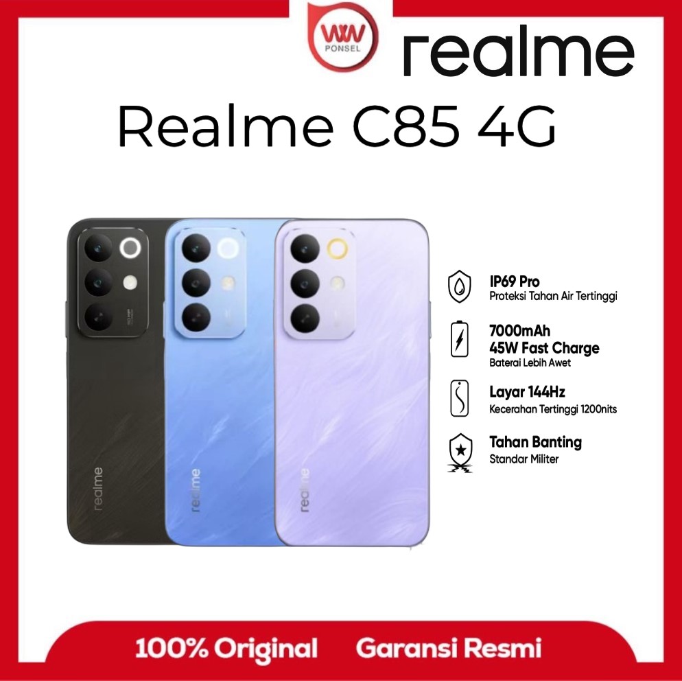 Realme C85 4G RAM 8GB internal 128GB official warranty Harga  2,899,000 Ringgit*Penghantaran Percuma