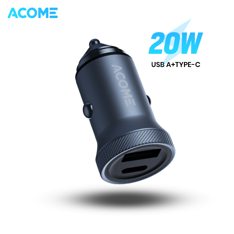 ACOME Car Charger ACC01 Dual Port USB A + Type C PD 20W QC3.0 Colokan Mobil Support Fast Charging Device Original - Garansi 1 Tahun Harga 58,700 rupiah*Gratis Ongkir