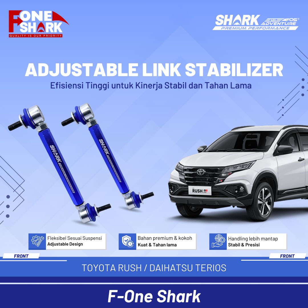 F-One Shark FOS Front Sway Bar Link Stabilizer Link Stabil Adjustable ADJ Toyota Rush / Daihatsu Terios Premium Harga 1,105,000 Ringgit*Penghantaran Percuma