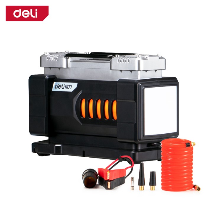 Deli Tools Pompa Angin Elektrik Air Compressor Pump Double Cylinder 180W DL-TK-A1S Harga 573,000 rupiah*Gratis Ongkir