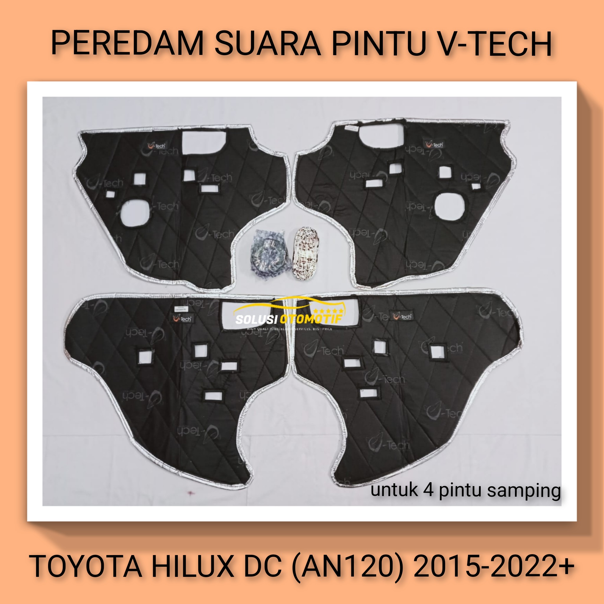 TOYOTA HILUX DOUBLE CABIN 2015-2022+ AN120 Peredam Suara Pintu Mobil VTECH Original Harga 800,000 rupiah*Gratis Ongkir