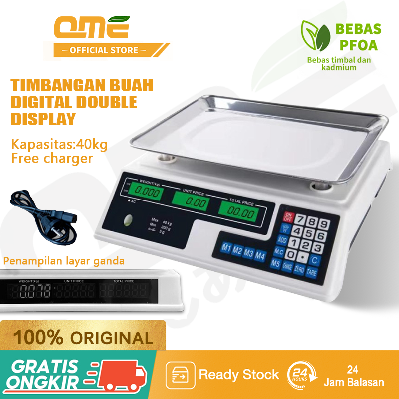 QME Digital Computing Scale 40kg Double Display Timbangan Buah 40kg Harga 192,000 rupiah*Gratis Ongkir