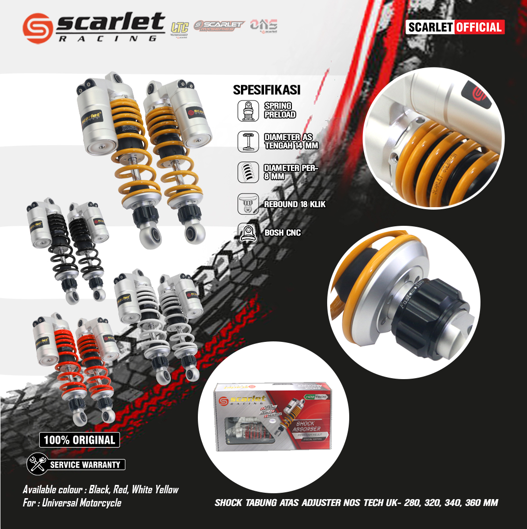 Scarlet Racing - Shock Absorber Shockbreaker Upper Tube Shock Adjuster Nostech Nos Tech Size 280 320 340 360 - Black Red White Yellow Giá 1,185,000 Đồng*Miễn phí vận chuyển