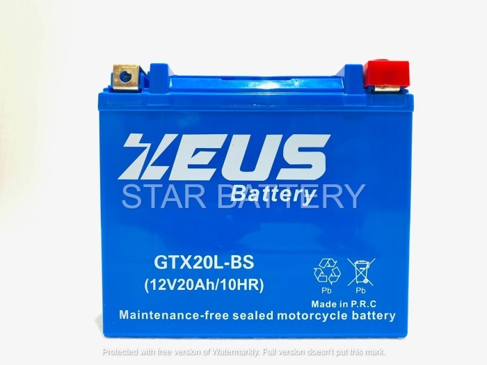 Aki motor Buell S2T Thunderbolt GTX20L Aki Gel Zeus High Spec Harga 1,500,000 rupiah*Gratis Ongkir