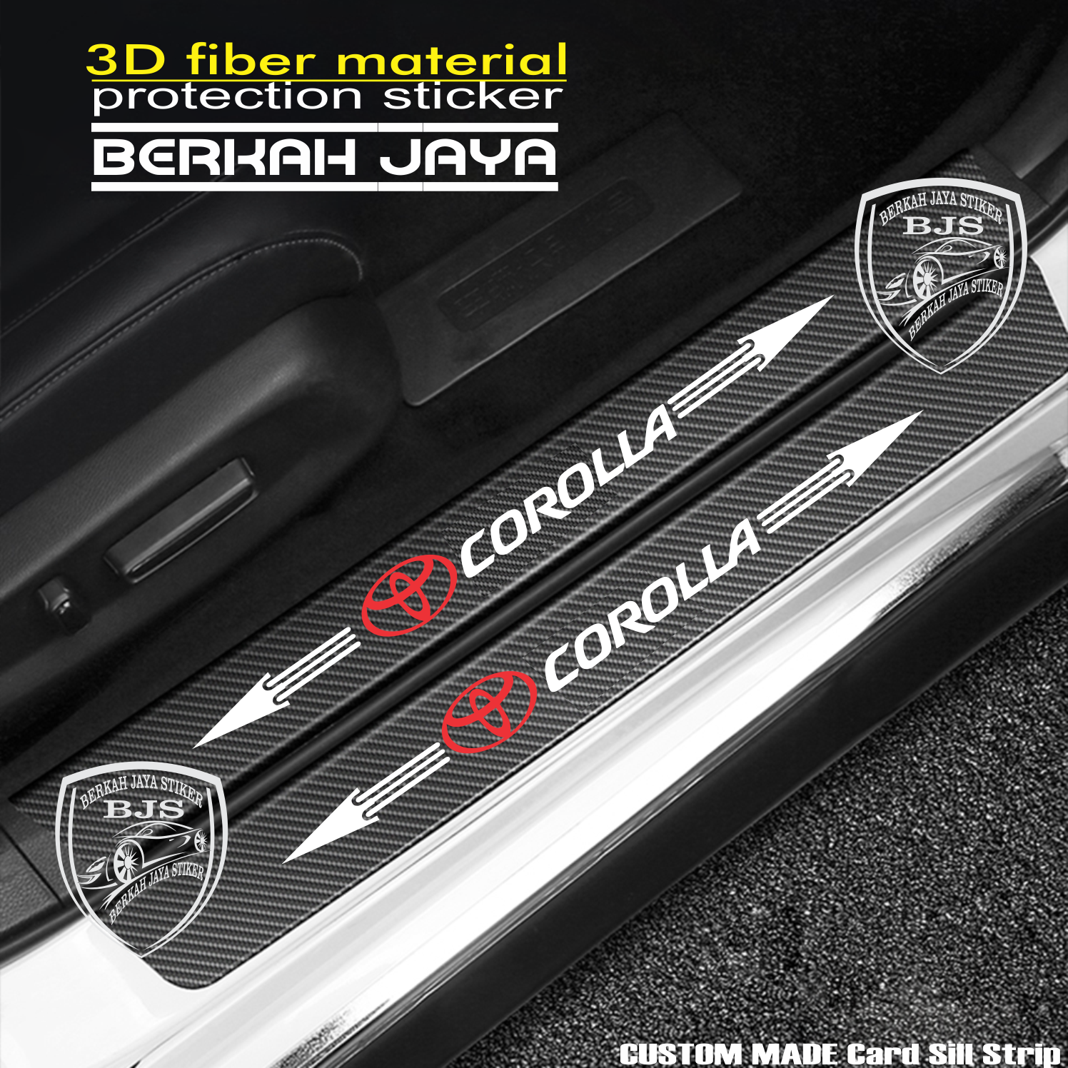 9 Pcs Stiker Pelindung Pintu Mobil Corolla 3D Door Sill Plate Guard Toyota Stiker Pijakan Pintu Harga 16,500 rupiah*Gratis Ongkir