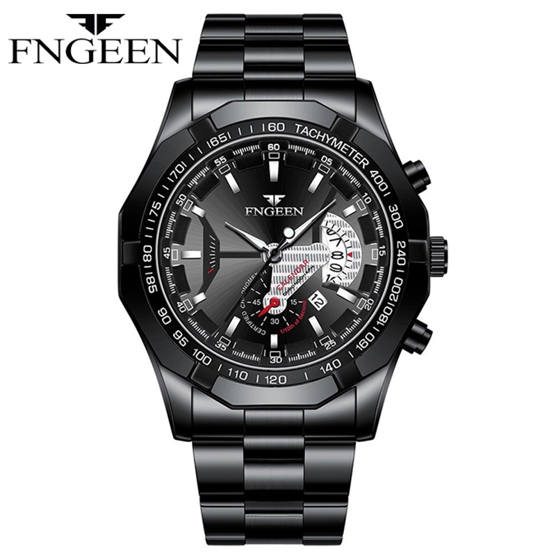 FNGEEN S001 Jam Tangan Pria Anti Air 100% Stainless Steel Olahraga Luxury Quartz Watch