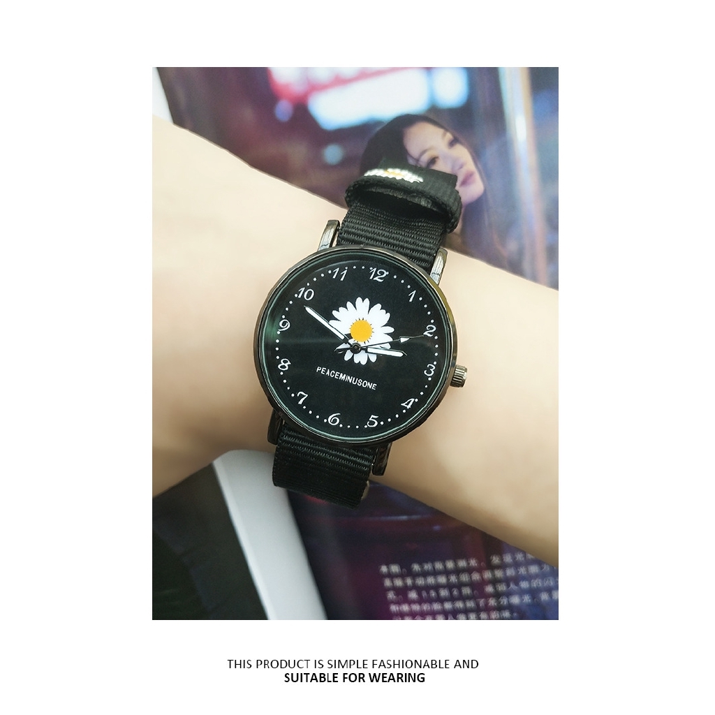 Jam Tangan Analog Gaya Korea Motif Bunga Daisy Strap Kanvas Untuk Pelajar Lazada Indonesia