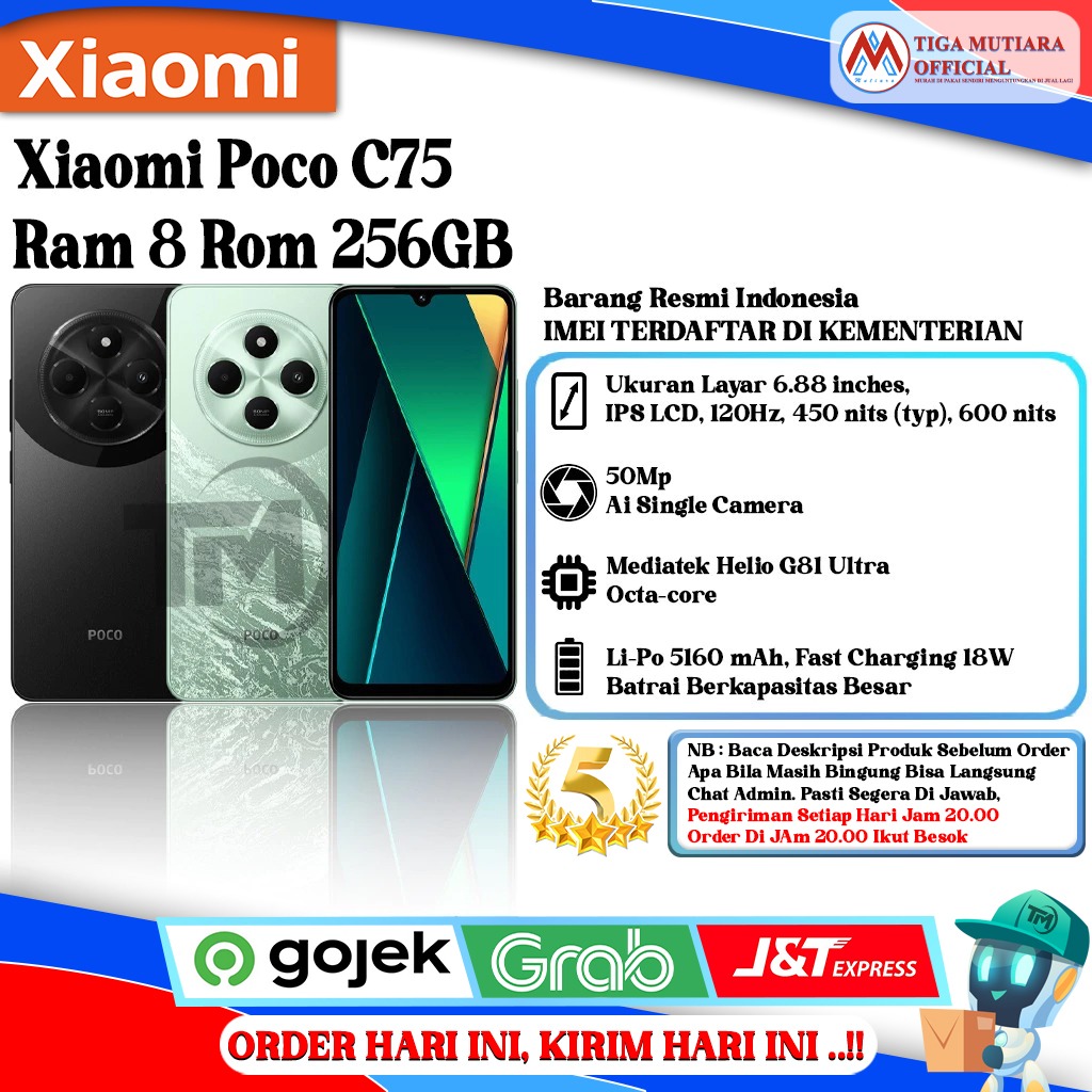 Xiaomi Poco C75 Ram 8 Rom 256GB Harga  1,725,000 Ringgit*Penghantaran Percuma