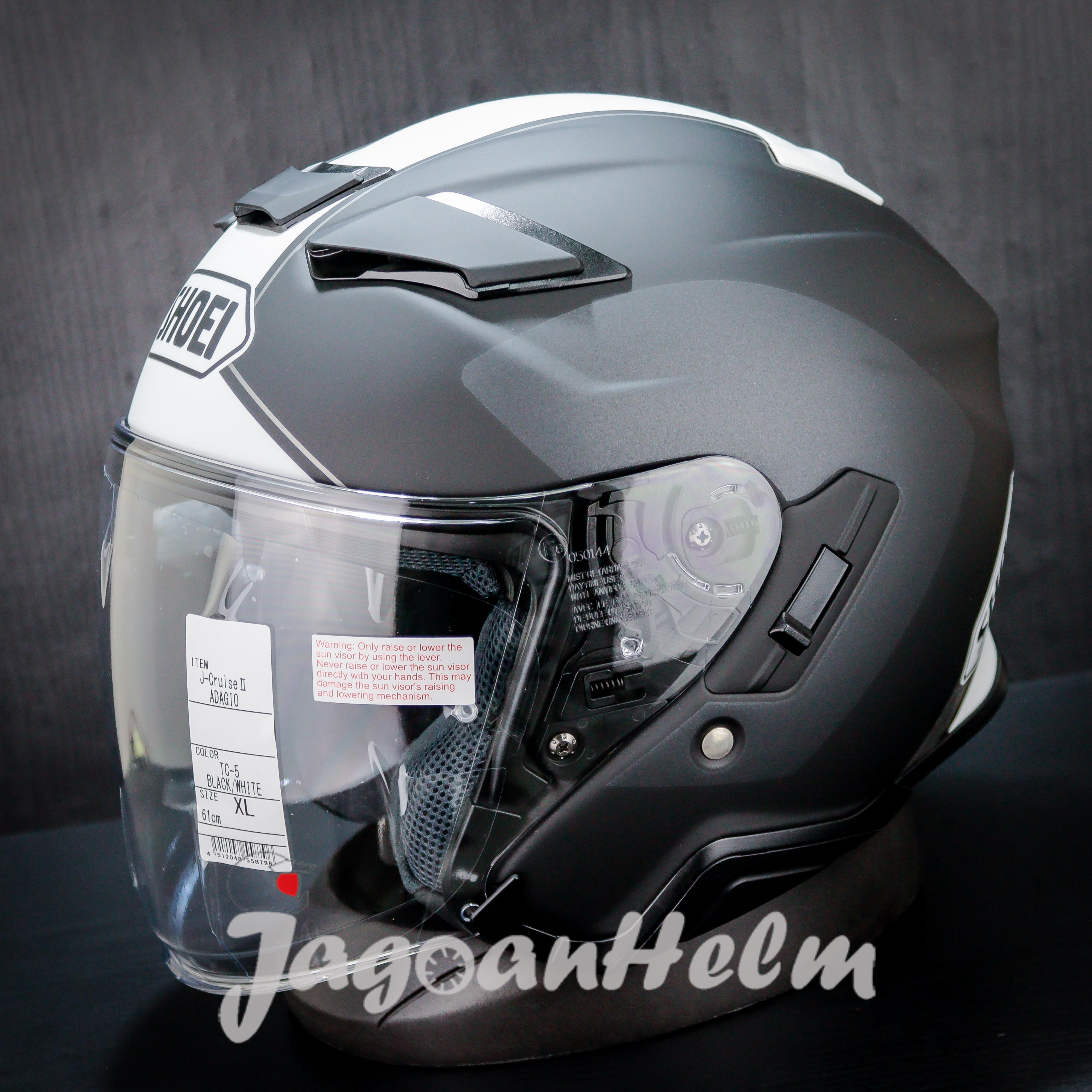 SHOEI HELM J-CRUISE II ADAGIO TC5 | BLACK WHITE| JCRUISE2 DOUBLE VISOR Harga 11,390,000 rupiah*Gratis Ongkir