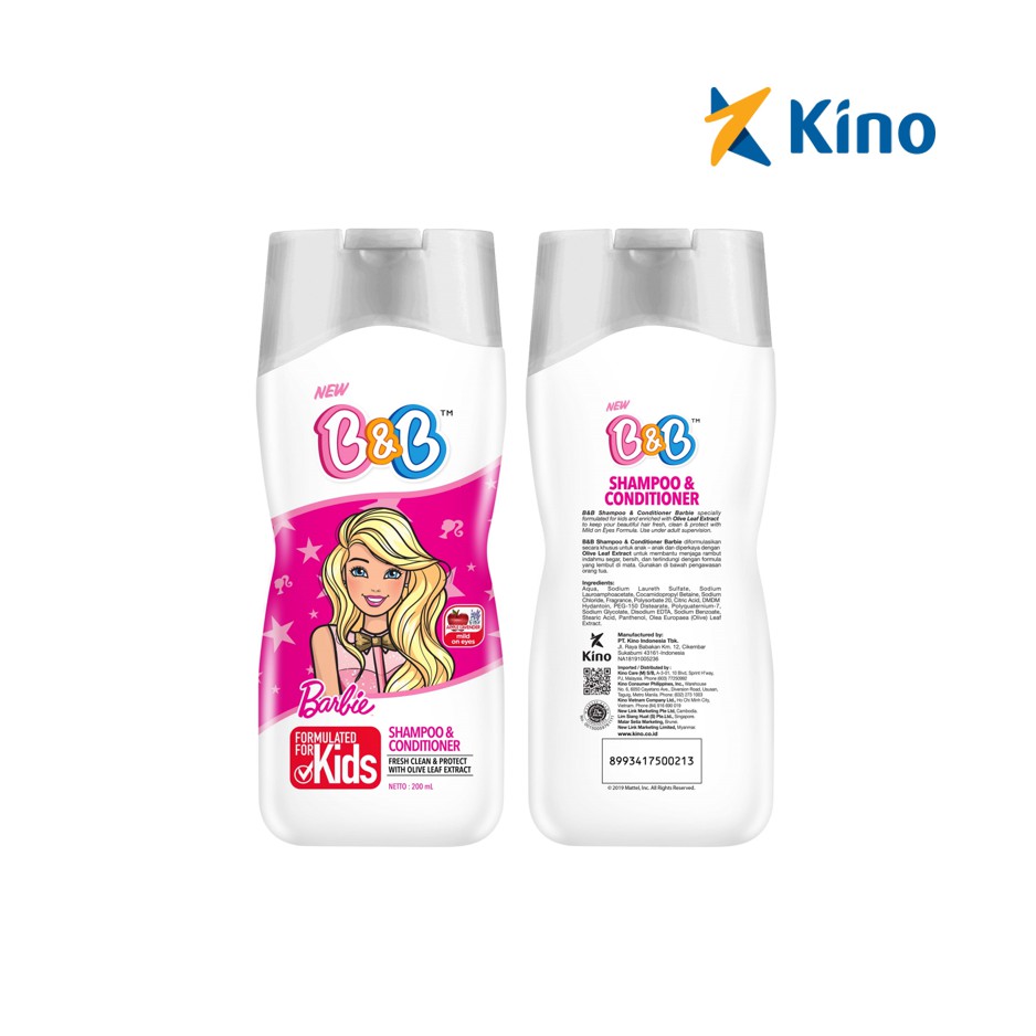 B&B Kids Shampo Conditioner Barbie 200ml Untuk Rambut Anak