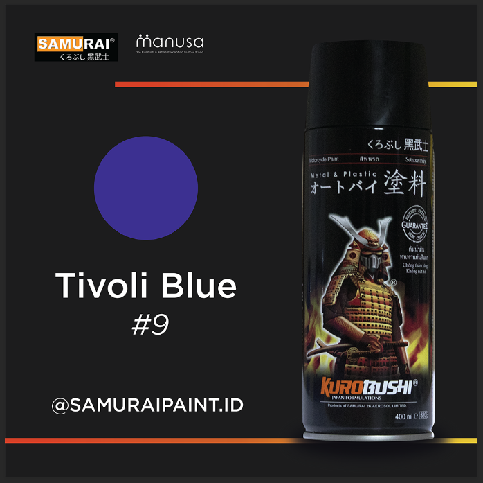 Samurai Paint Standard Trivoli Blue 9 Biru Trivoli Standar #9 Cat Aerosol Kualitas Kompresor Harga 48,000 rupiah*Gratis Ongkir