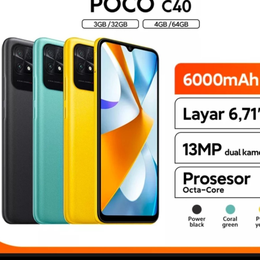 Xiaomi Poco C40 4/64 GARANSI Harga 1,150,000 rupiah*Gratis Ongkir