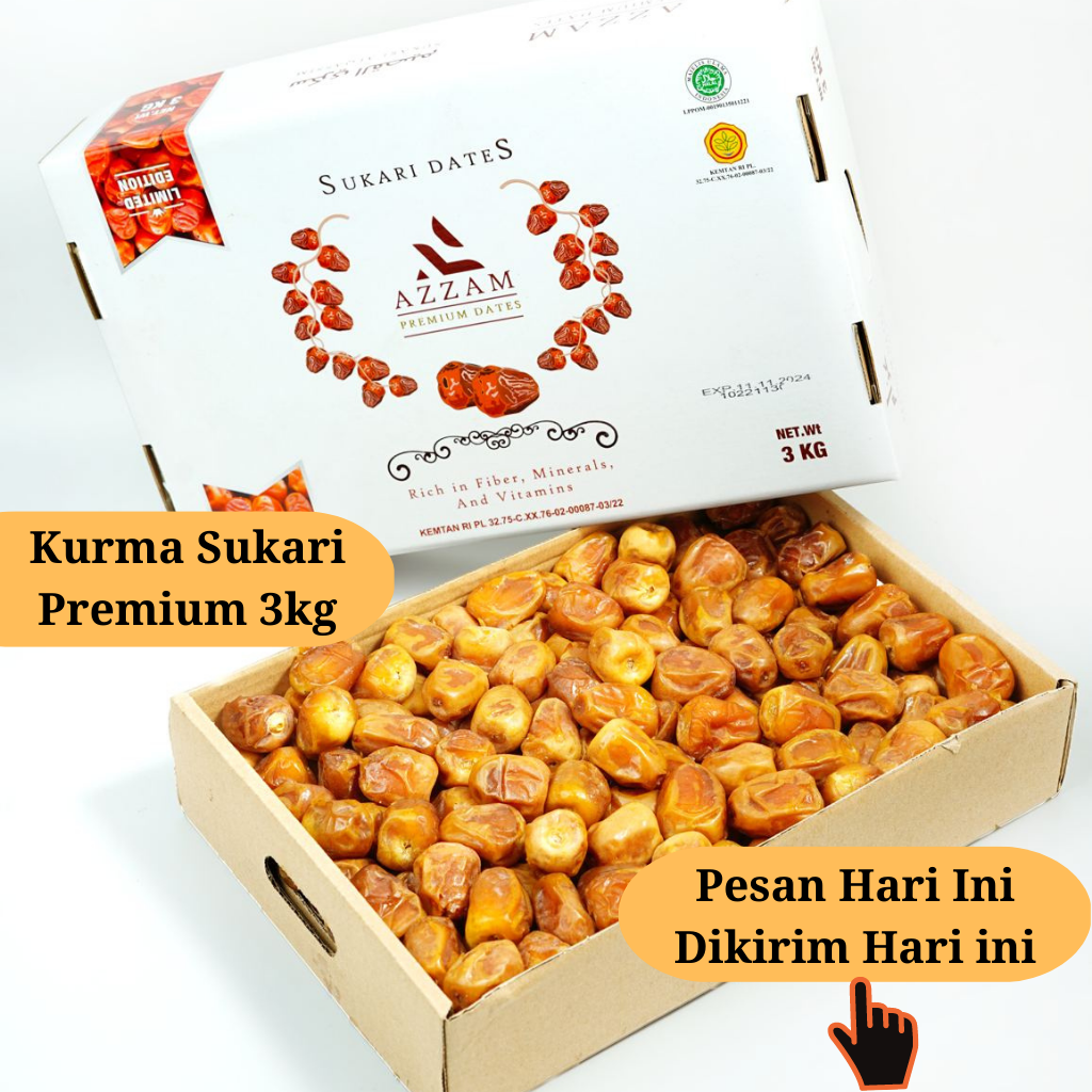 Kurma Sukari Azzam Al Qassim Premium 3kg Korma Sukari Sukkari Castle Farm 1kg