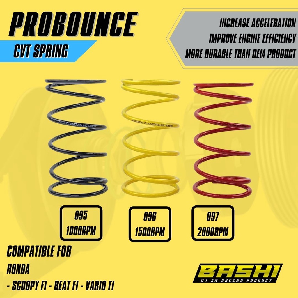 BASHI PER CVT RACING HONDA SCOOPY FI - BEAT FI - VARIO FI PROBOUNCE HIGH QUALITY CVT SPRING H3 Harga 49,000 Ringgit*Penghantaran Percuma