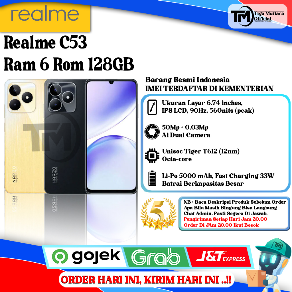 Realme C53 Ram 6 Rom 128GB Harga 1,399,000 rupiah*Gratis Ongkir