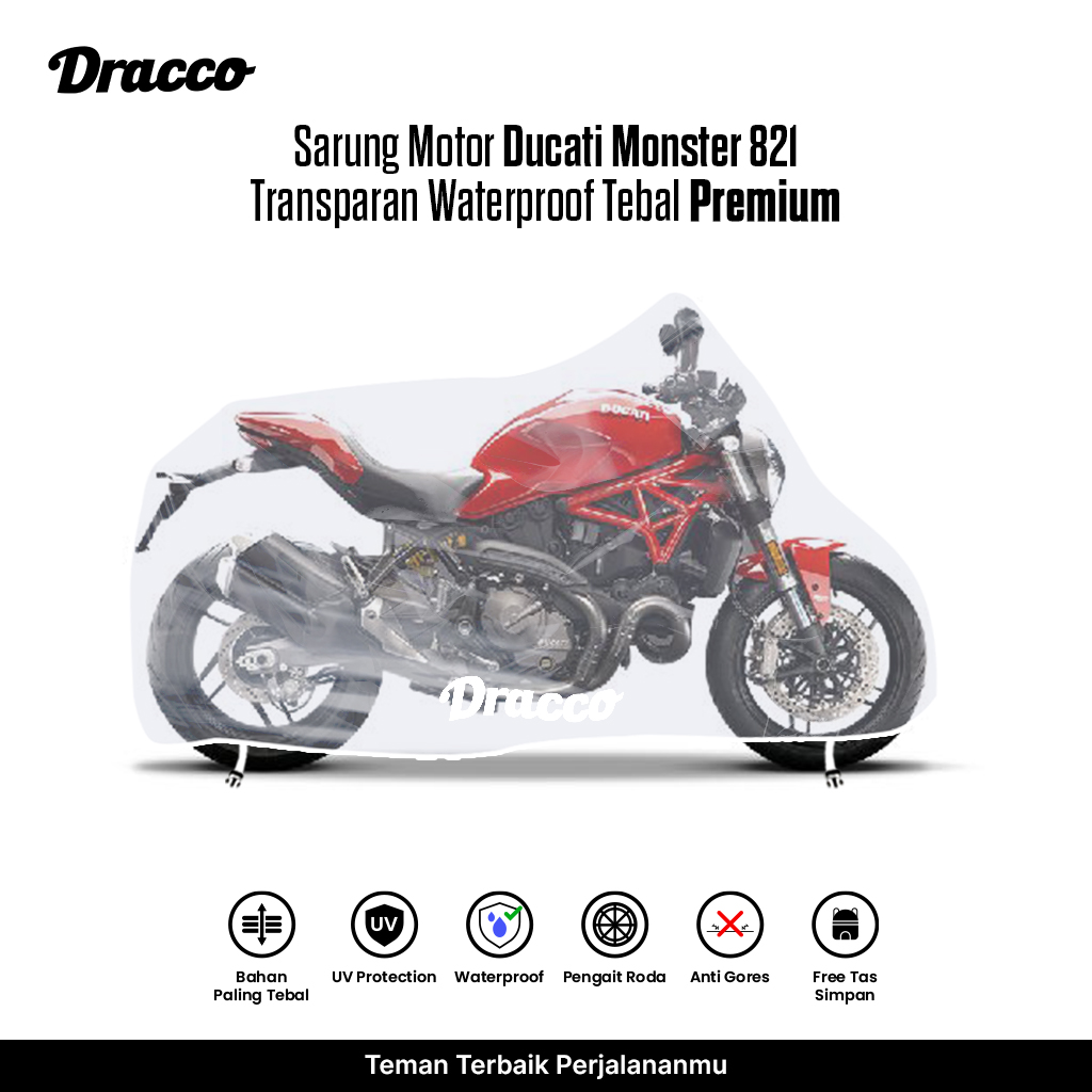 Ducati Monster 821 Motorcycle Cover Transparent Thick Waterproof Premium Anti-Rain Anti-Scratch Cover Harga 88,000 rupiah*Gratis Ongkir