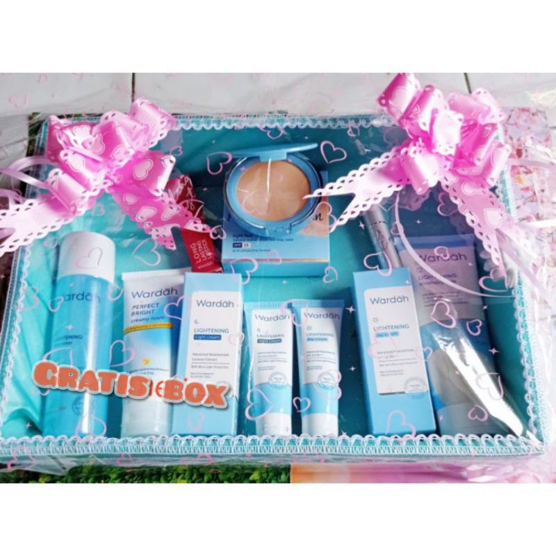 wardah paket seserahan wardah paket lightening series/paket hantaran pernikahan gratis box/paket skinc…