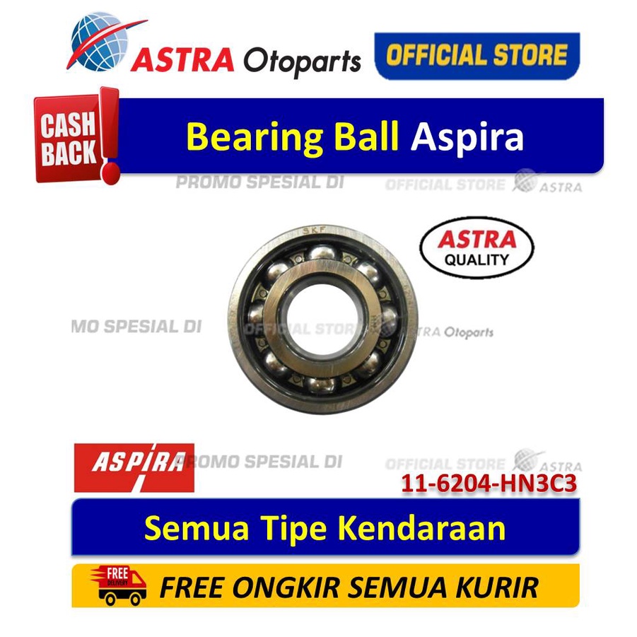 Bearing Aspira Tipe 6204-HN3C3 Untuk Semua Jenis Motor Harga 32,000 rupiah*Gratis Ongkir