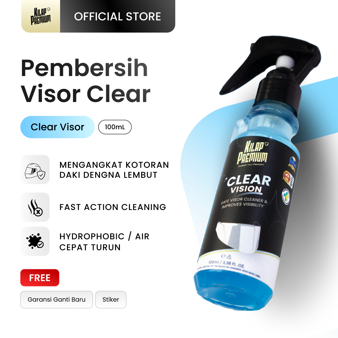 Clear Vision | Premium Shine - Helmet Visor Cleaner, Helmet Glass Cleaner, Taro Leaf Effect, Helmet Care Cleaner, Vehicle Care, Visor Clear Smoke Dark Air Car Harga 49,423 rupiah*Gratis Ongkir