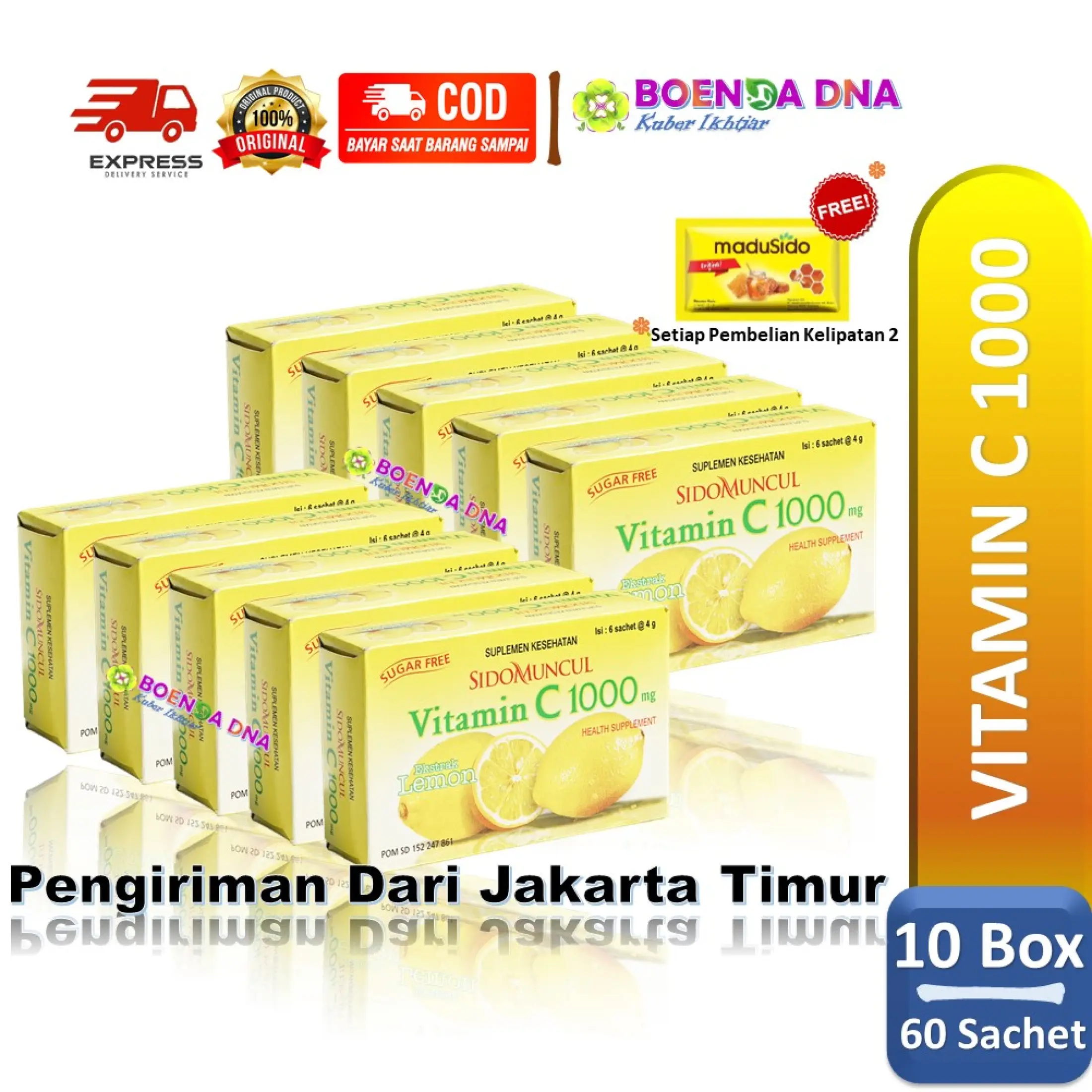 Cod 10 Box Vitamin C 1000 Lemon Isi 60 Sachet Sidomuncul Terlaris Lazada Indonesia