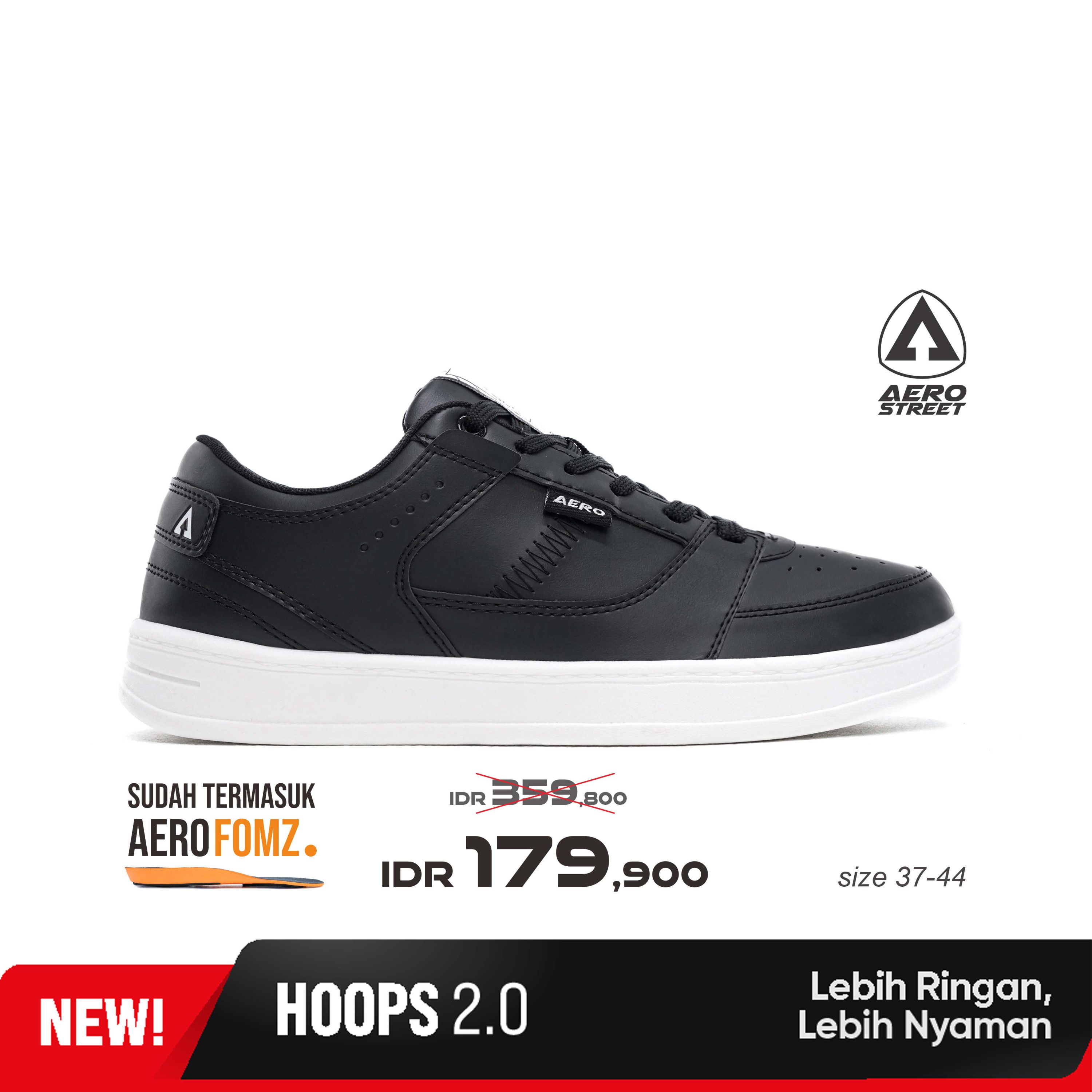 Aerostreet 37-44 Hoops Low 2.0 Putih Hitam Hitam - Sepatu Sneakers Casual Harga 174,503 rupiah*Gratis Ongkir
