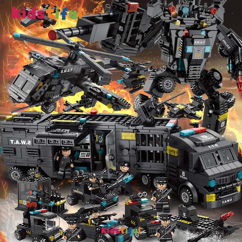 1000PCS Robot Polisi Mainan Brick Blok / Police Vehicle Hawk SWAT Mainan / Hadiah Ulang Tahun Mainan /…