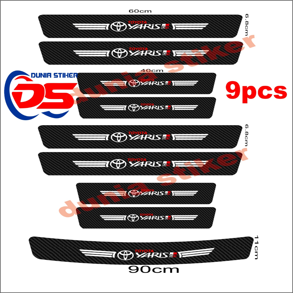 9PCS STIKER KARBON YARIS GR STIKER PELINDUNG PINTU PIJAKAN KAKI TOYOTA YARIS DUNIA STICKER Giá 22,320 Đồng*Miễn phí vận chuyển