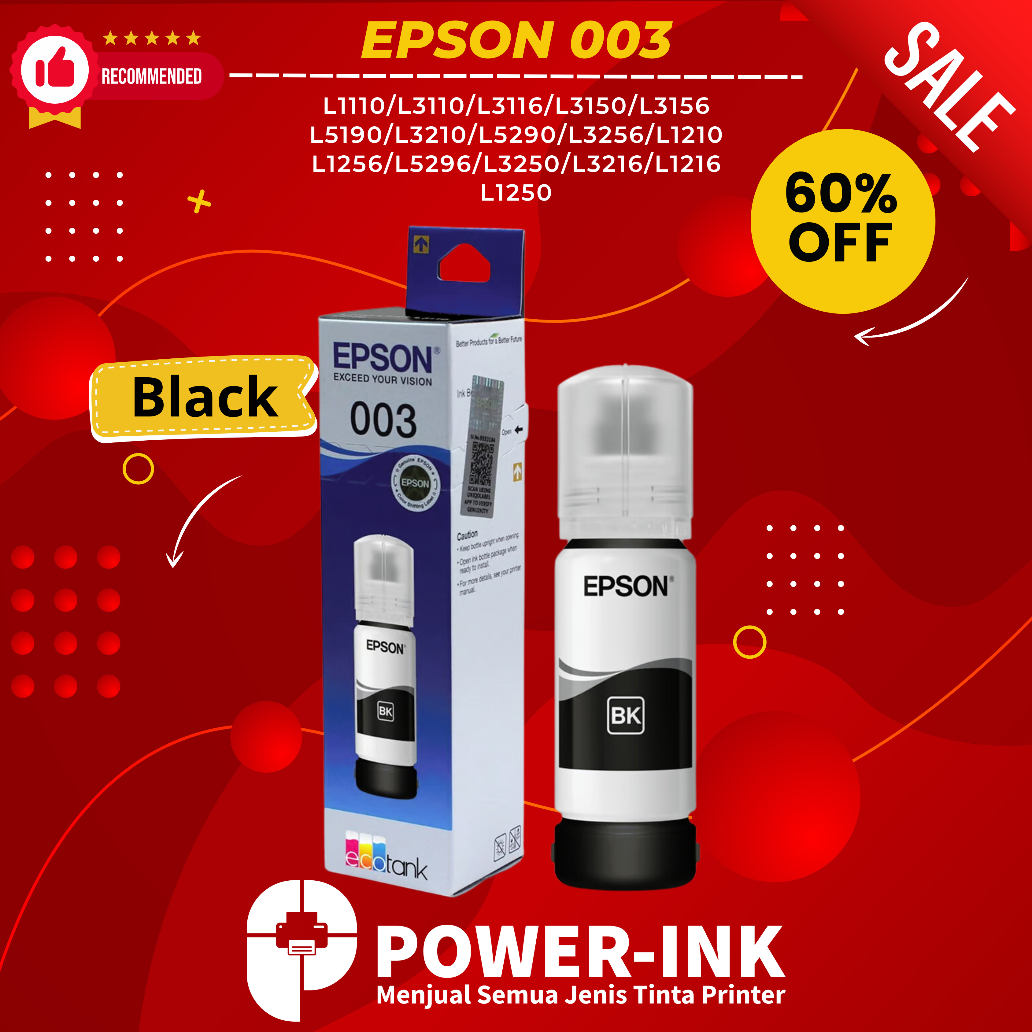 INK EPSON 003 Harga 15,511 rupiah*Gratis Ongkir