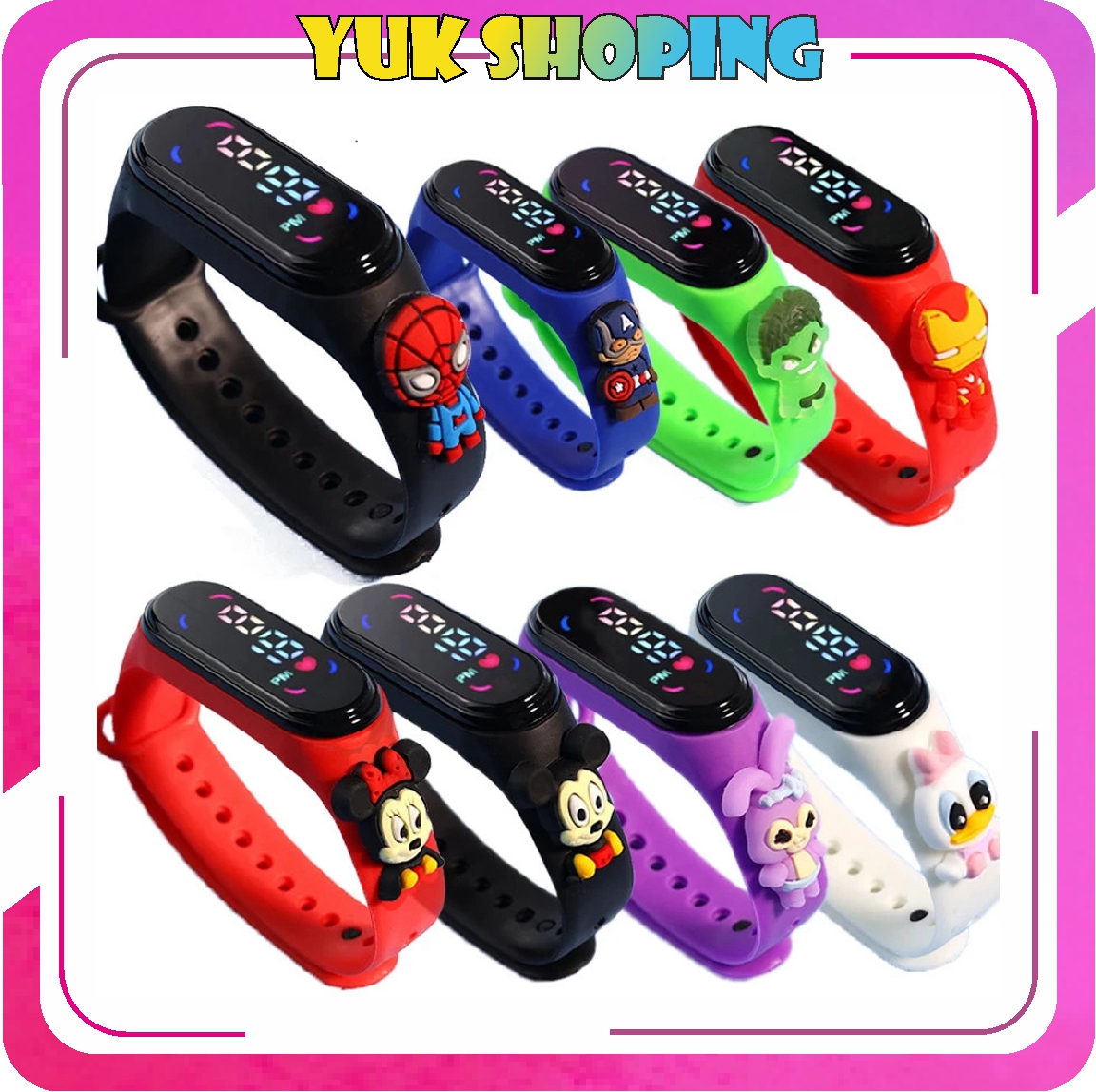 	 Ys Jam Tangan Digital Elektronik Tahan Air Led Rubber Motif Karakter Anak Lakilaki Perempuan Pria Wa 	