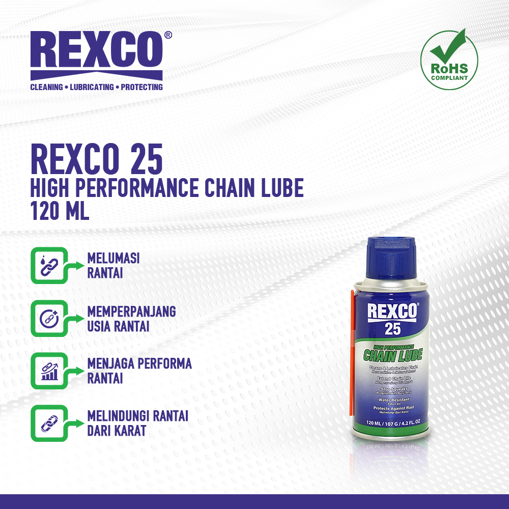 Chain Lube Pelumas Semprotan Minyak Rantai Rexco25 Rexco 25 120 ML Harga 24,900 rupiah*Gratis Ongkir