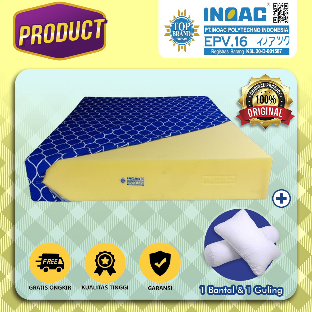 Kasur Busa INOAC Garansi 10 tahun Tebal 20 cm Ukuran 200x120x20 cm Harga 703,000 rupiah*Gratis Ongkir